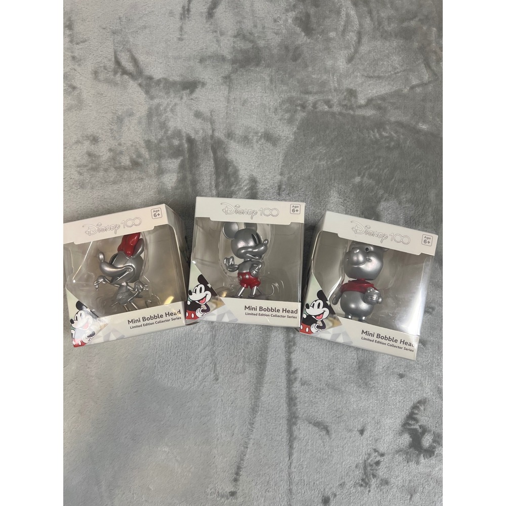 Disney 100 Mini Bobble Head Set Mickey Minnie Winnie Pooh Limited Edition 3pc